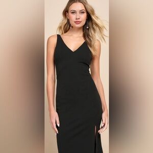 Lulus Iconic Moment Black Bodycon Midi Dress